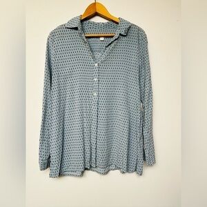 J.Jill Button Down long sleeve Blouse Top Blue Size s